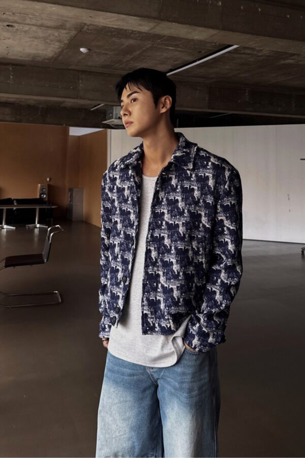 小香風翻領短款夾克外套