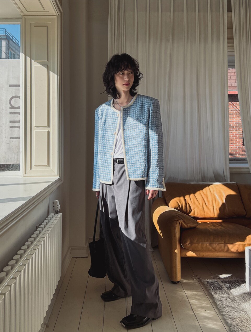 小香風編織夾克外套-1