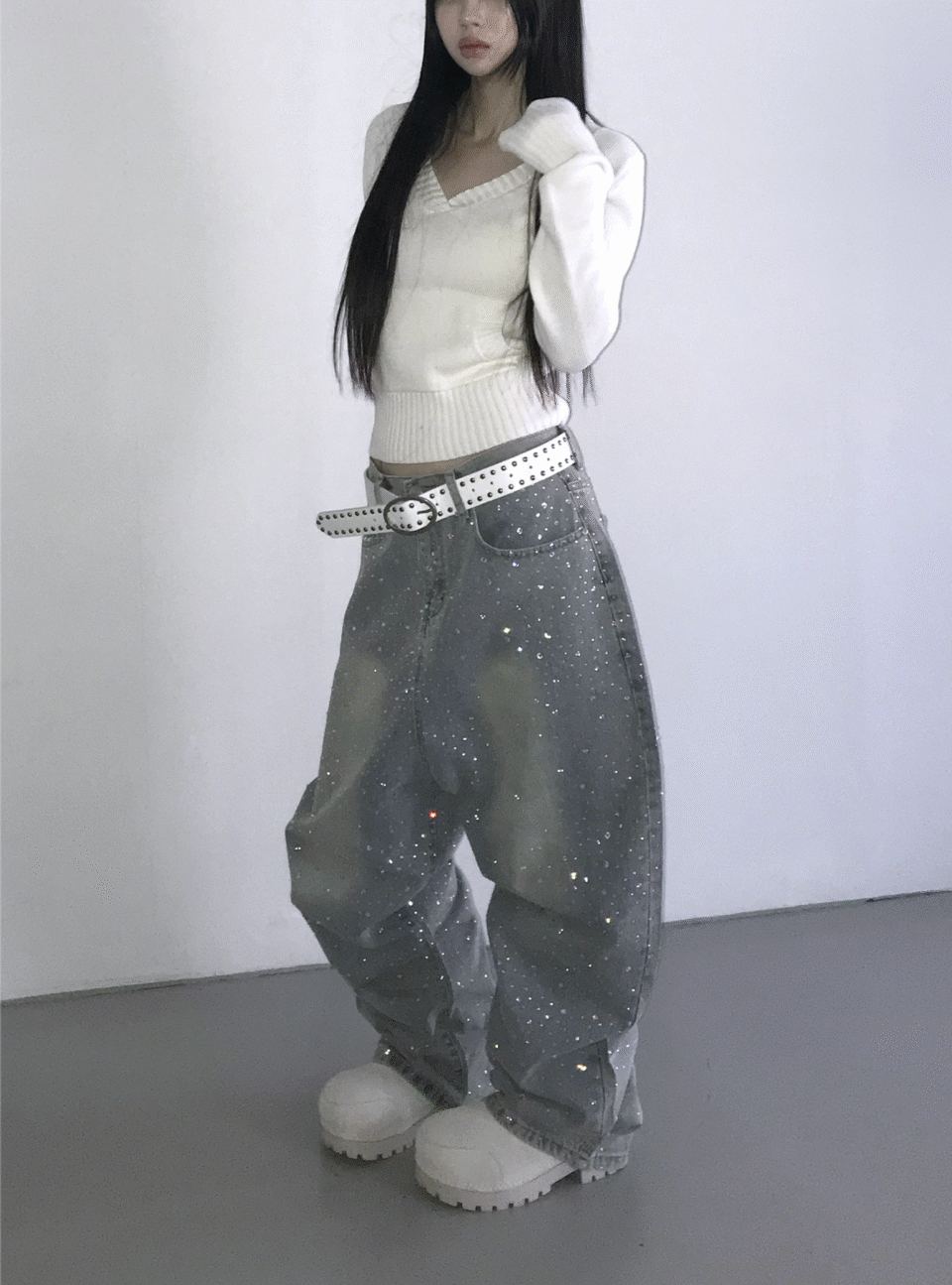 水洗閃鑽牛仔褲-2