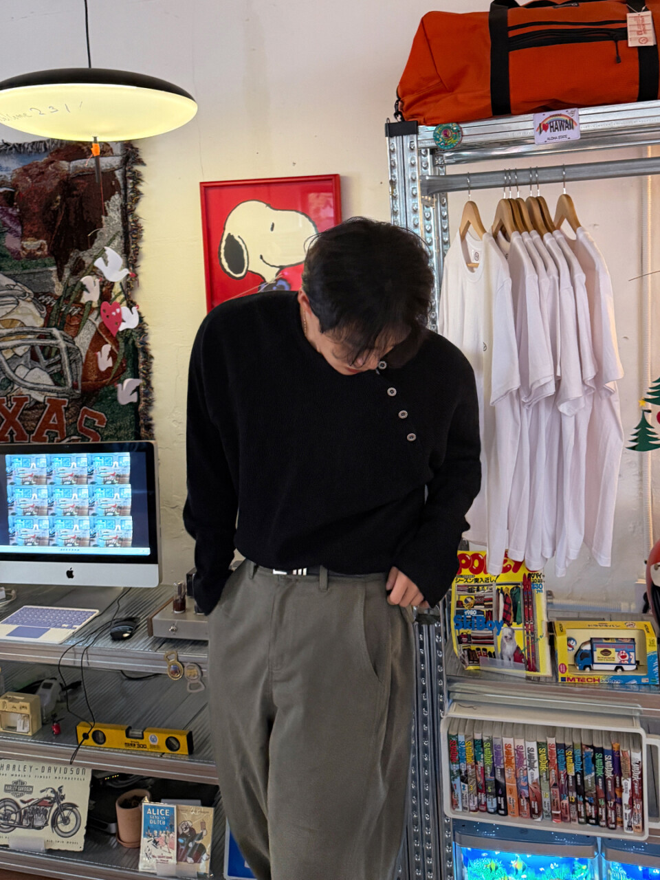 側扣亨立領長袖-2