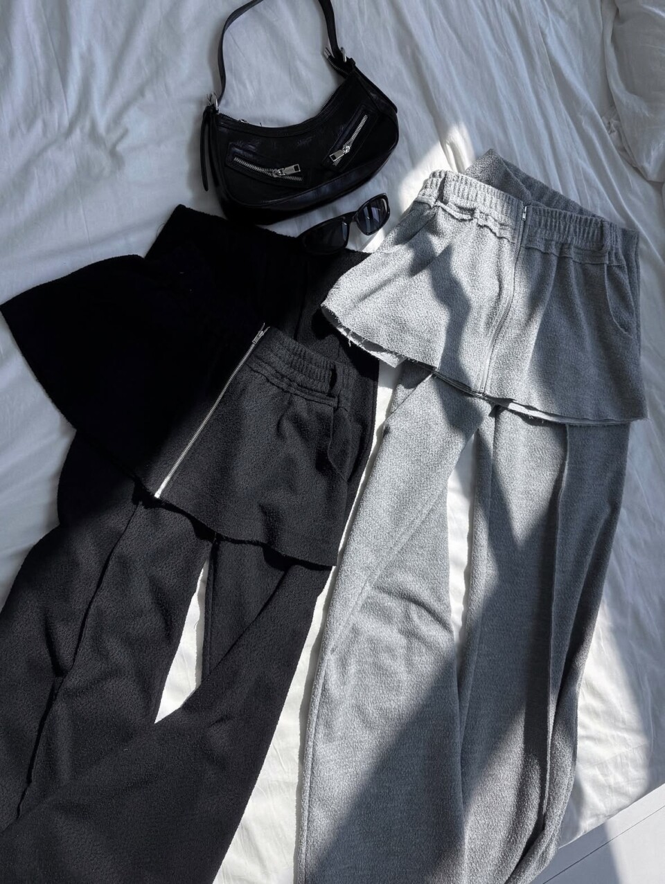 拉鍊腰封鬆緊腰壓線休閒褲-5