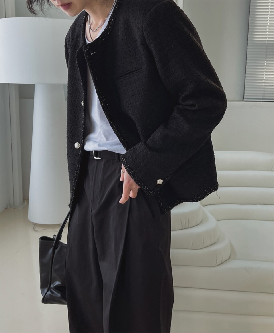 小香風編織夾克外套-5