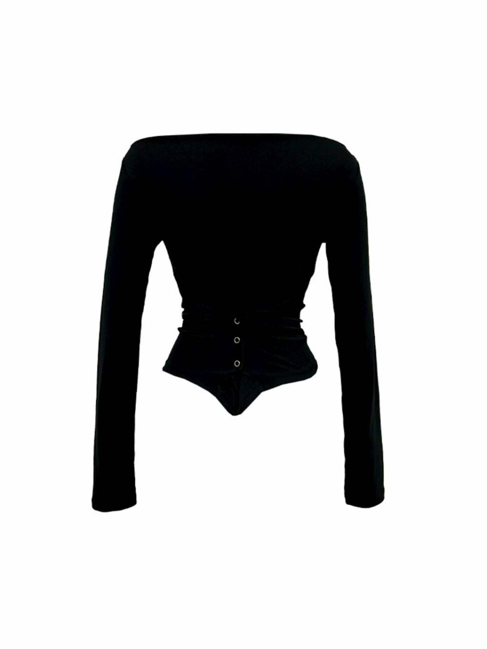 後側紐扣裝飾露肩T恤-7