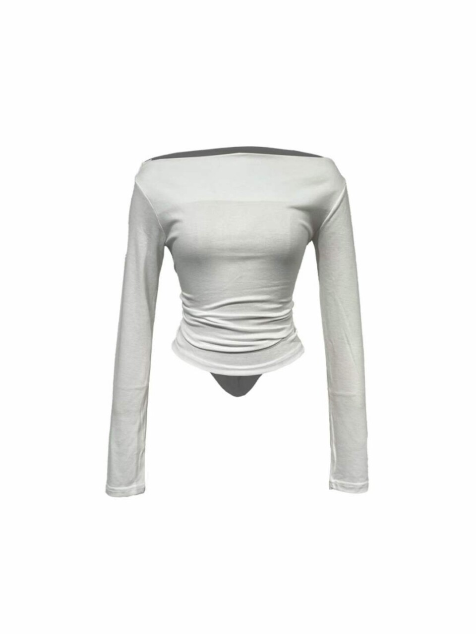 後側紐扣裝飾露肩T恤-6