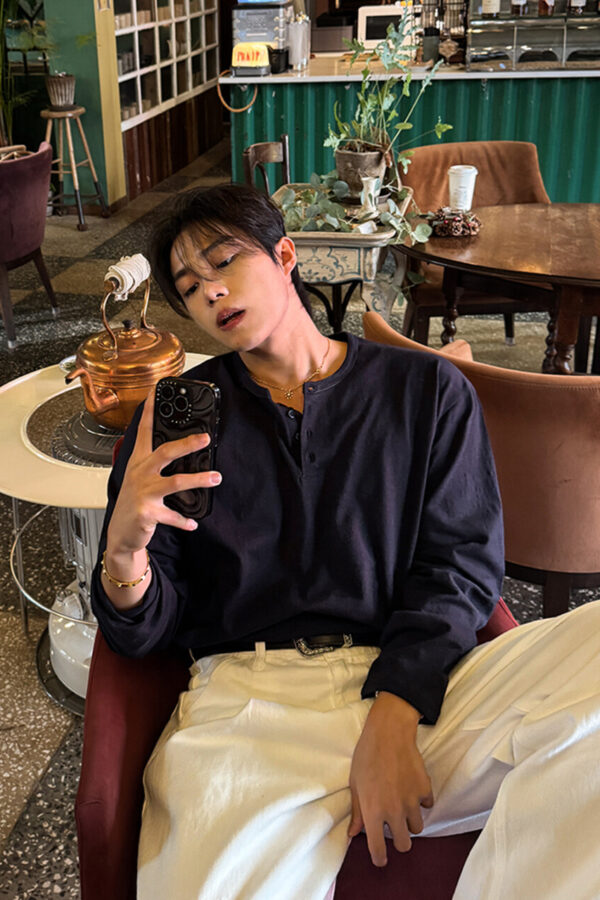 亨立領竹節棉長袖