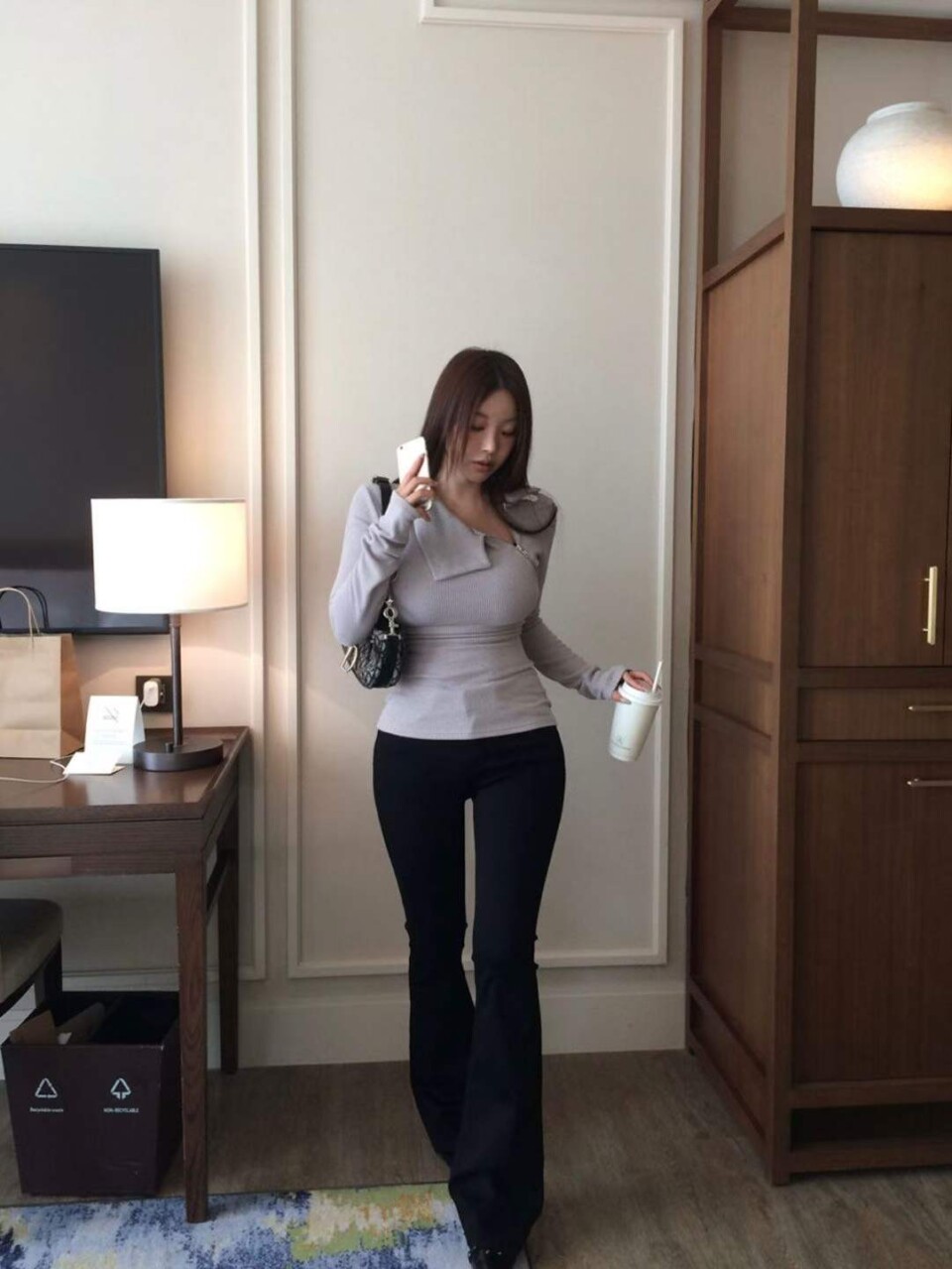 羅紋高領拉鍊T恤-2