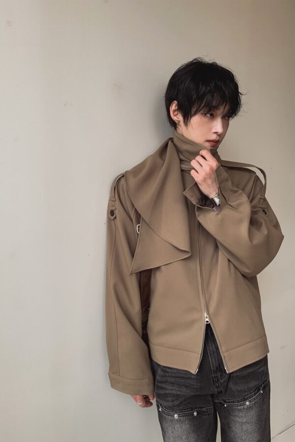 設計師款高領圍巾可拆夾克外套