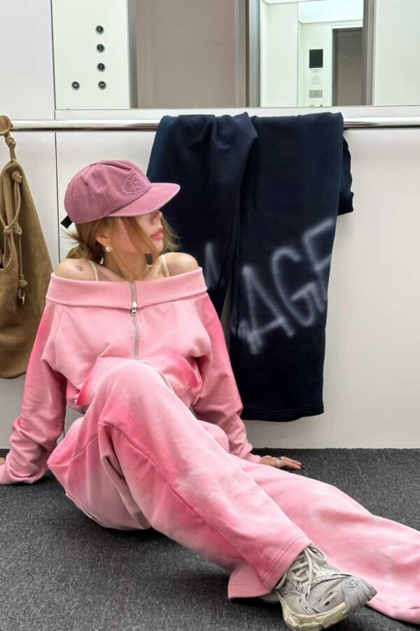 寬鬆刷色漸層運動長褲