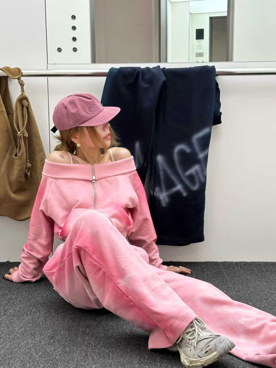 寬鬆刷色漸層運動長褲