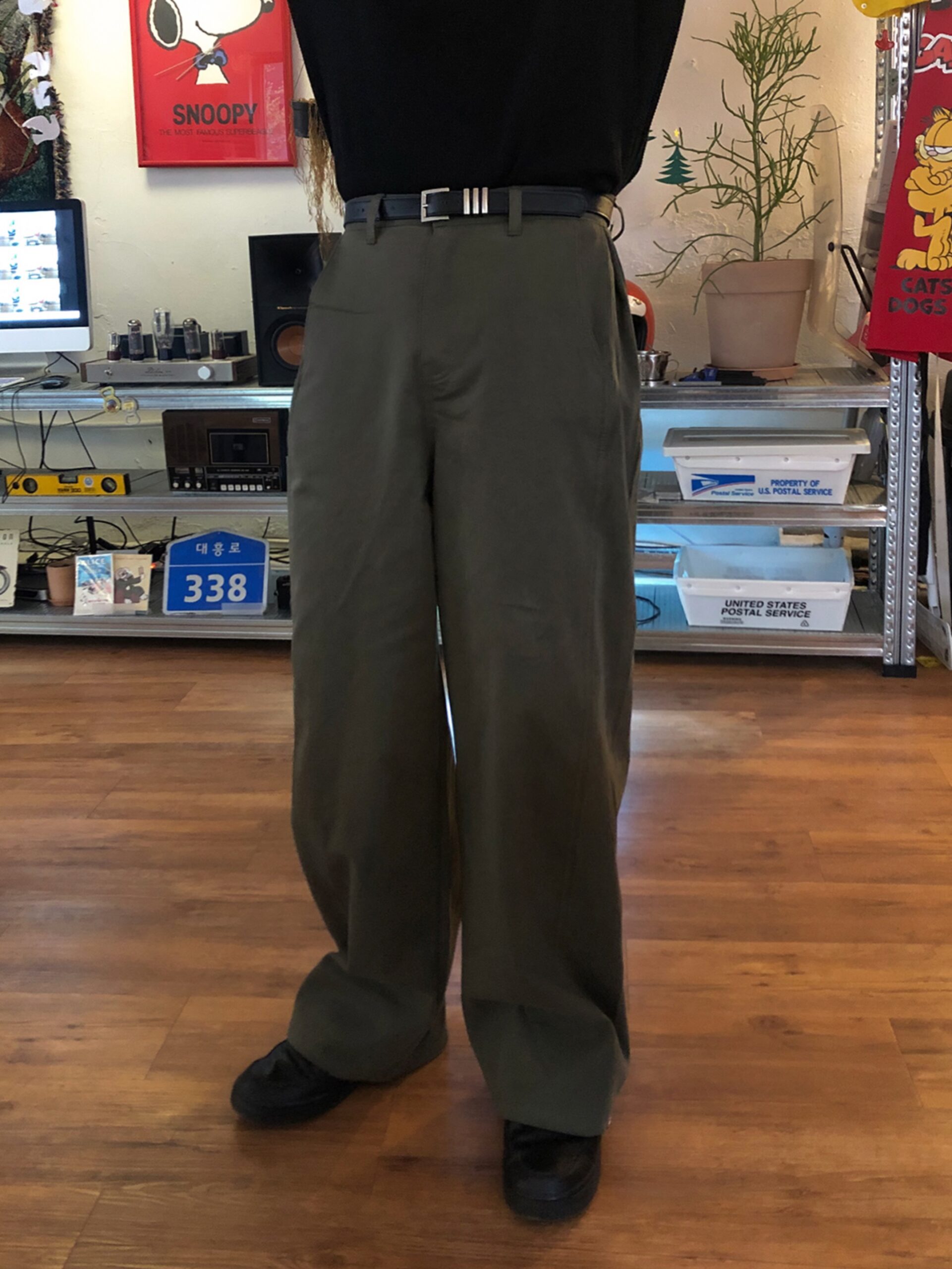 寬松按扣直筒闊腿褲-3