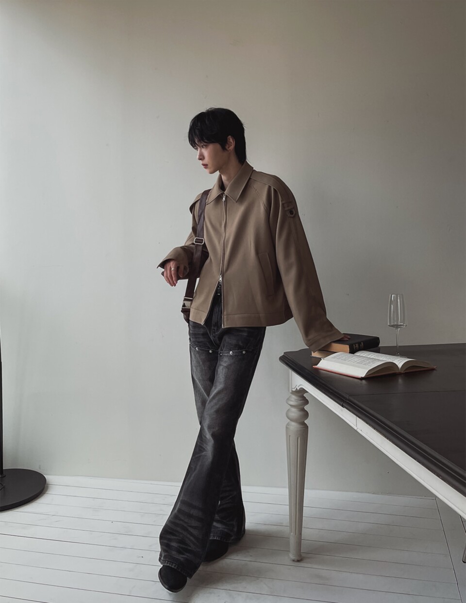 設計師款高領圍巾可拆夾克外套-4