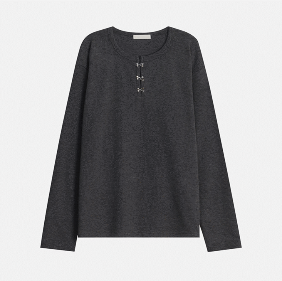 針織掛扣亨利領長袖-5