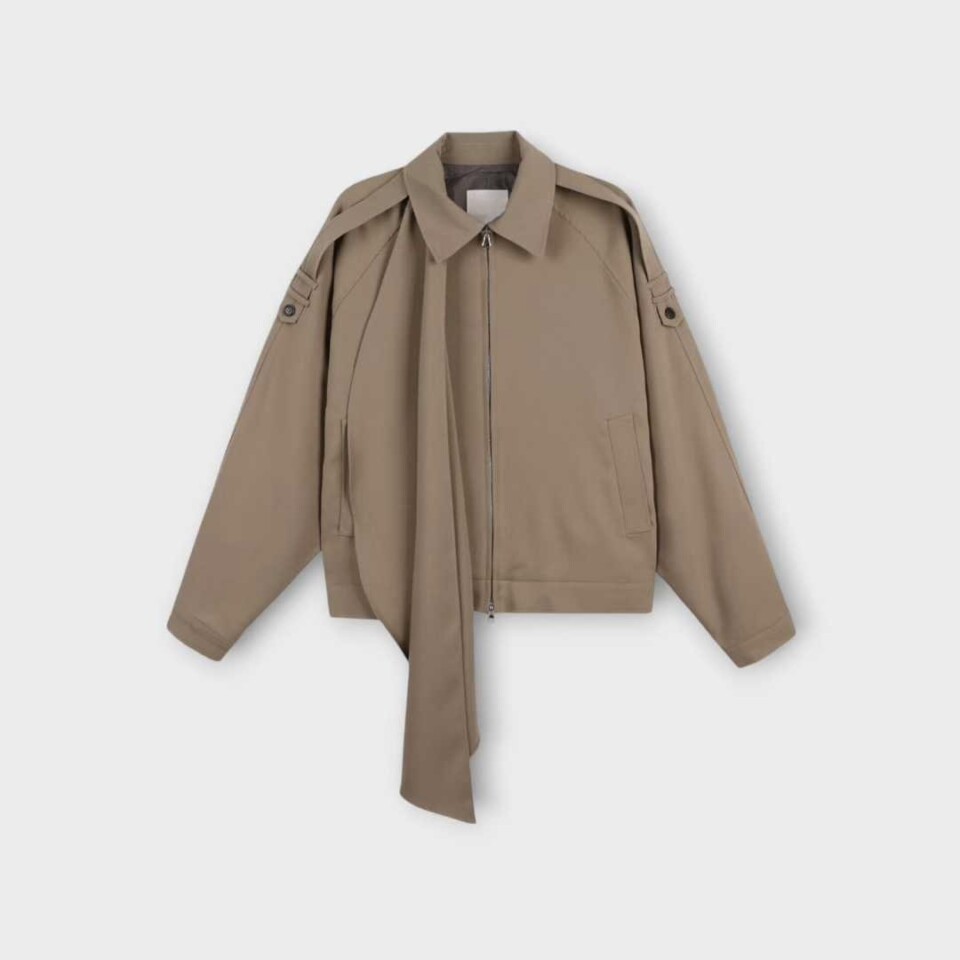 設計師款高領圍巾可拆夾克外套-7