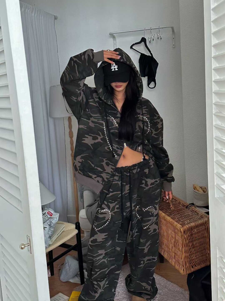 鉚釘愛心休閒套裝