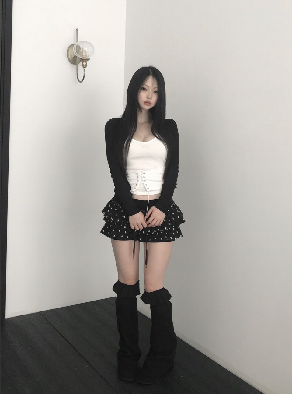 多層次綁帶星星褲裙-2