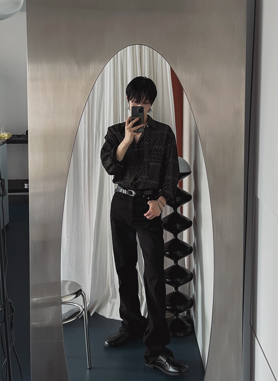 設計款腰果花領帶襯衫-6