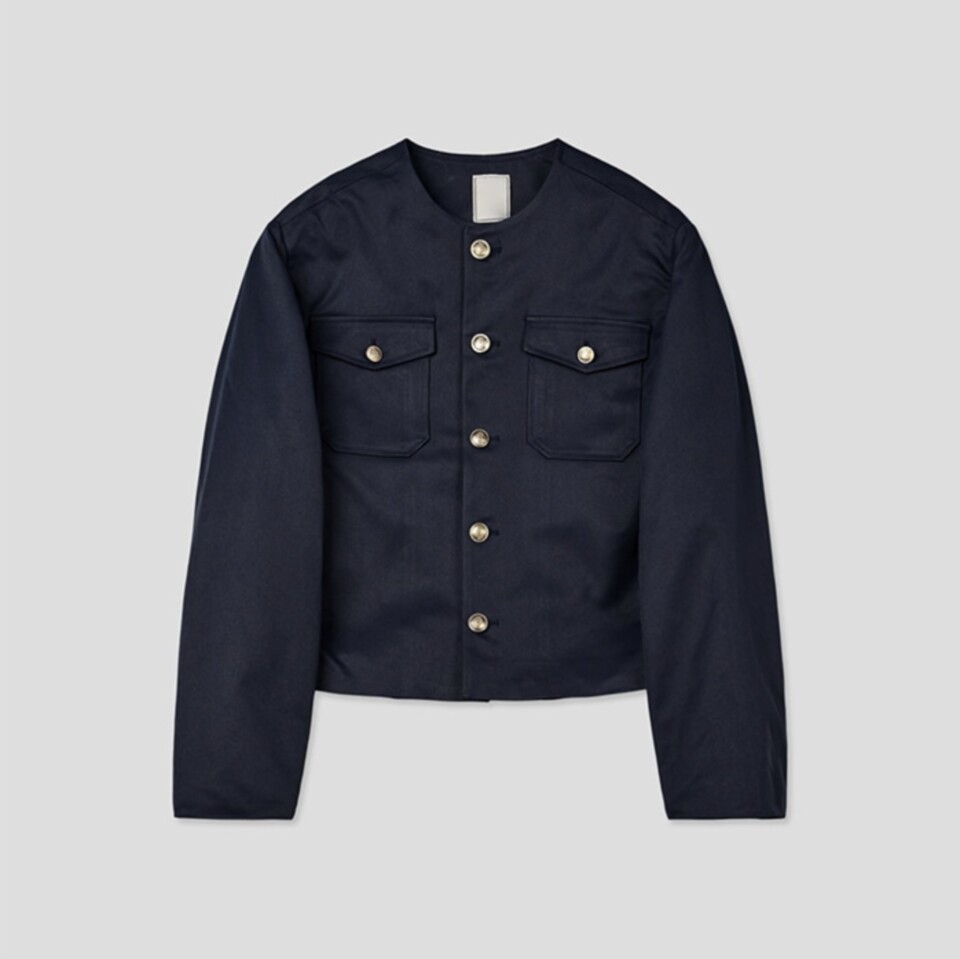 圓領口袋排扣設計短款外套-6