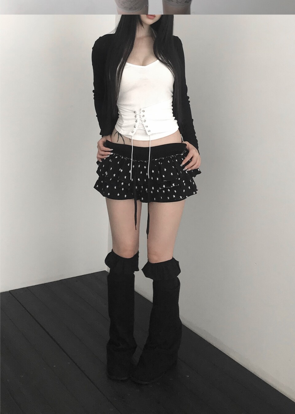 多層次綁帶星星褲裙-3