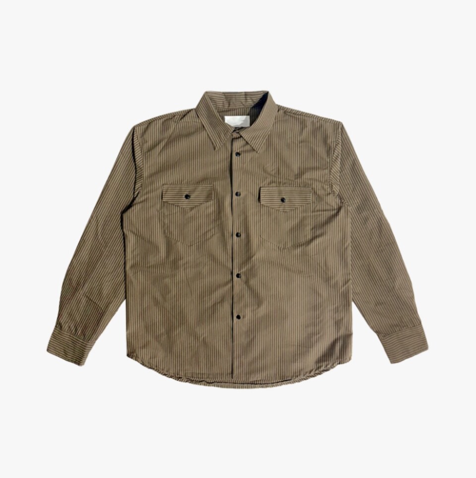 雙口袋條紋襯衫-8