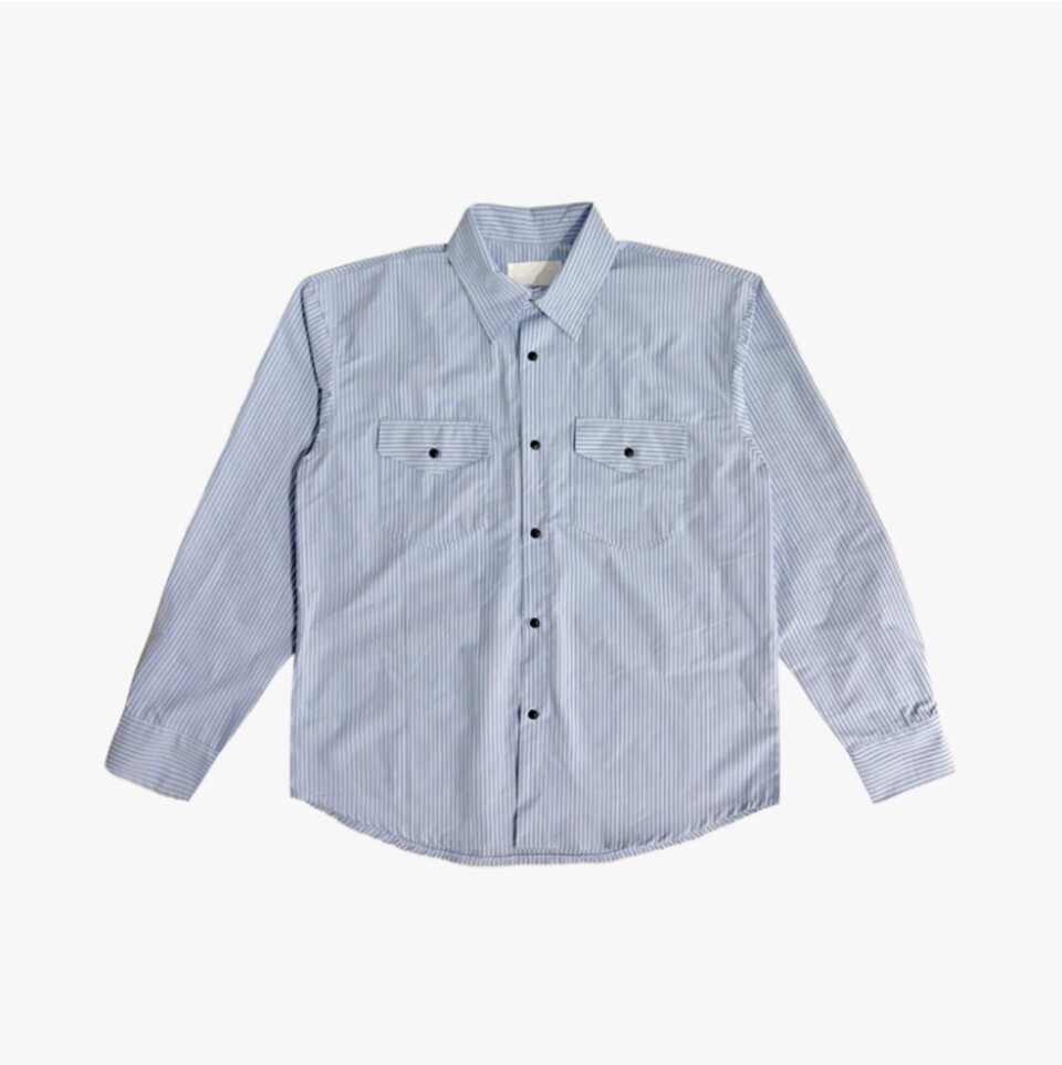 雙口袋條紋襯衫-6