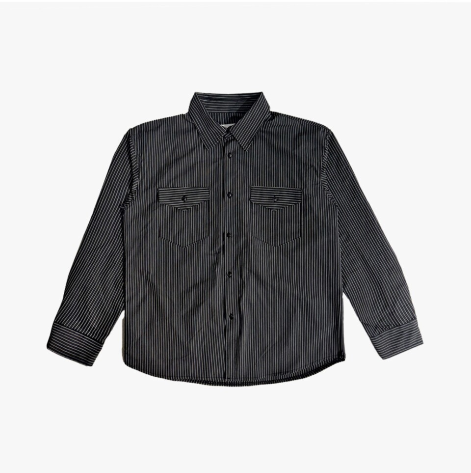 雙口袋條紋襯衫-7