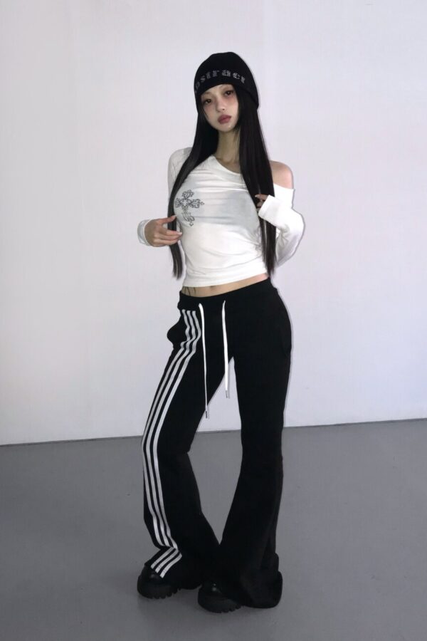 修身側邊線微喇運動褲