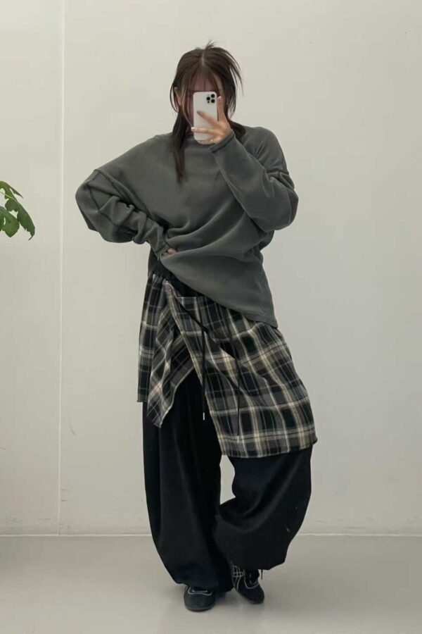 Alternative view of 假兩件層次綁帶寛褲