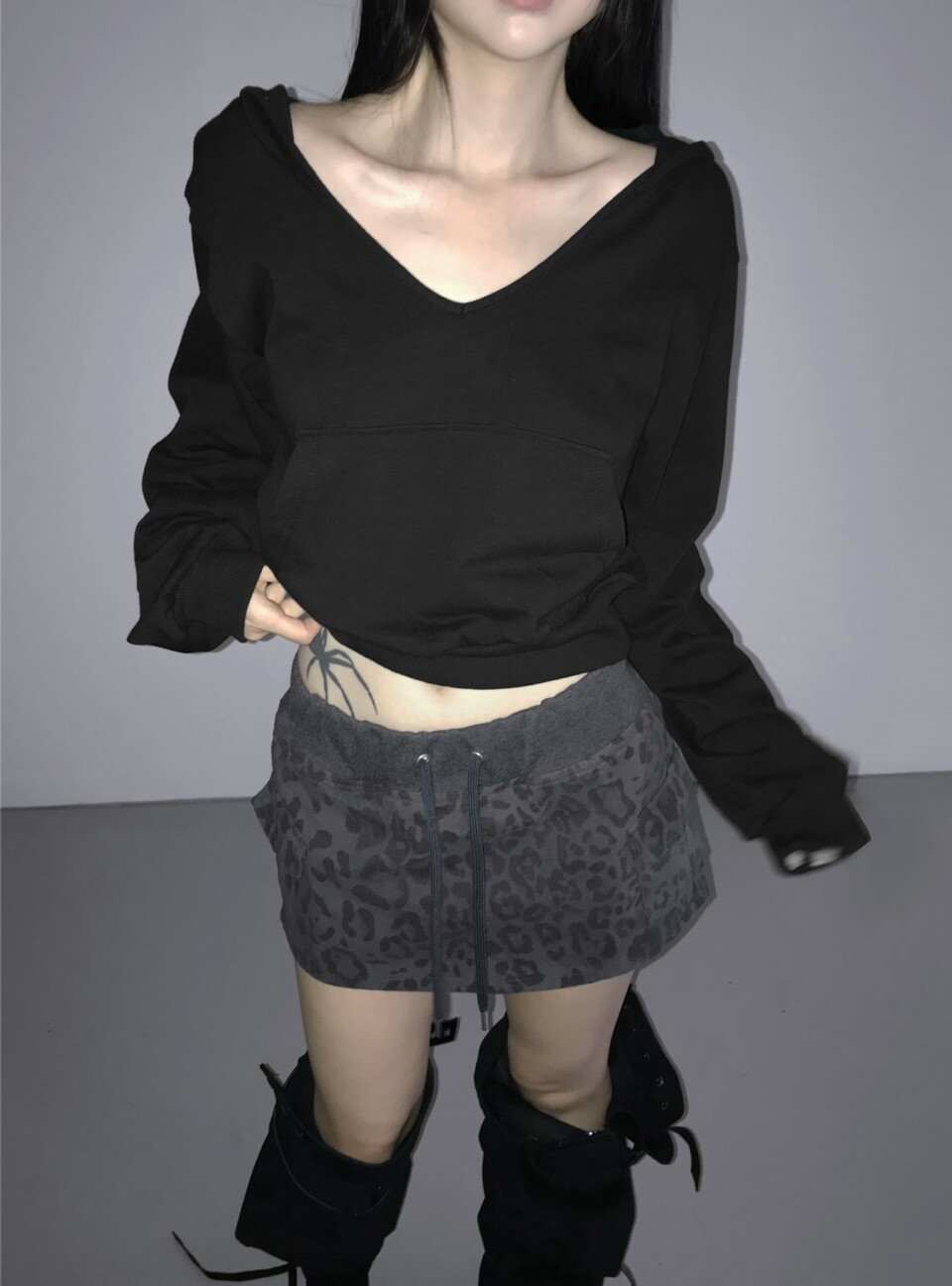 豹紋工裝短裙-2