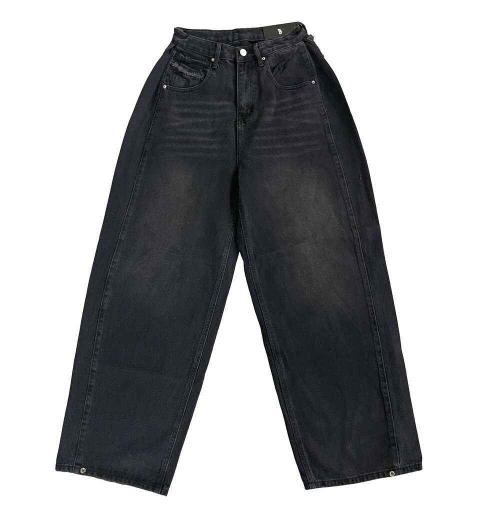 鉚釘流蘇寬版牛仔褲:圖片 7