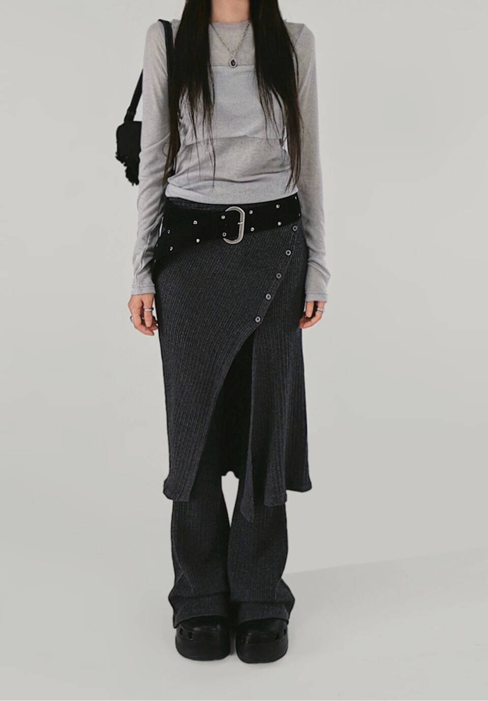 兩件式裙+喇叭休閒褲-2