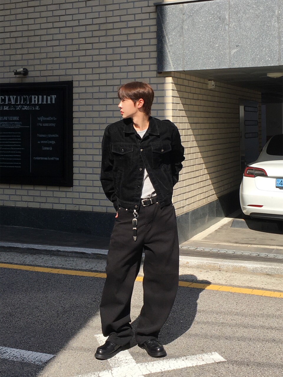 絲絨短款牛仔夾克外套-3