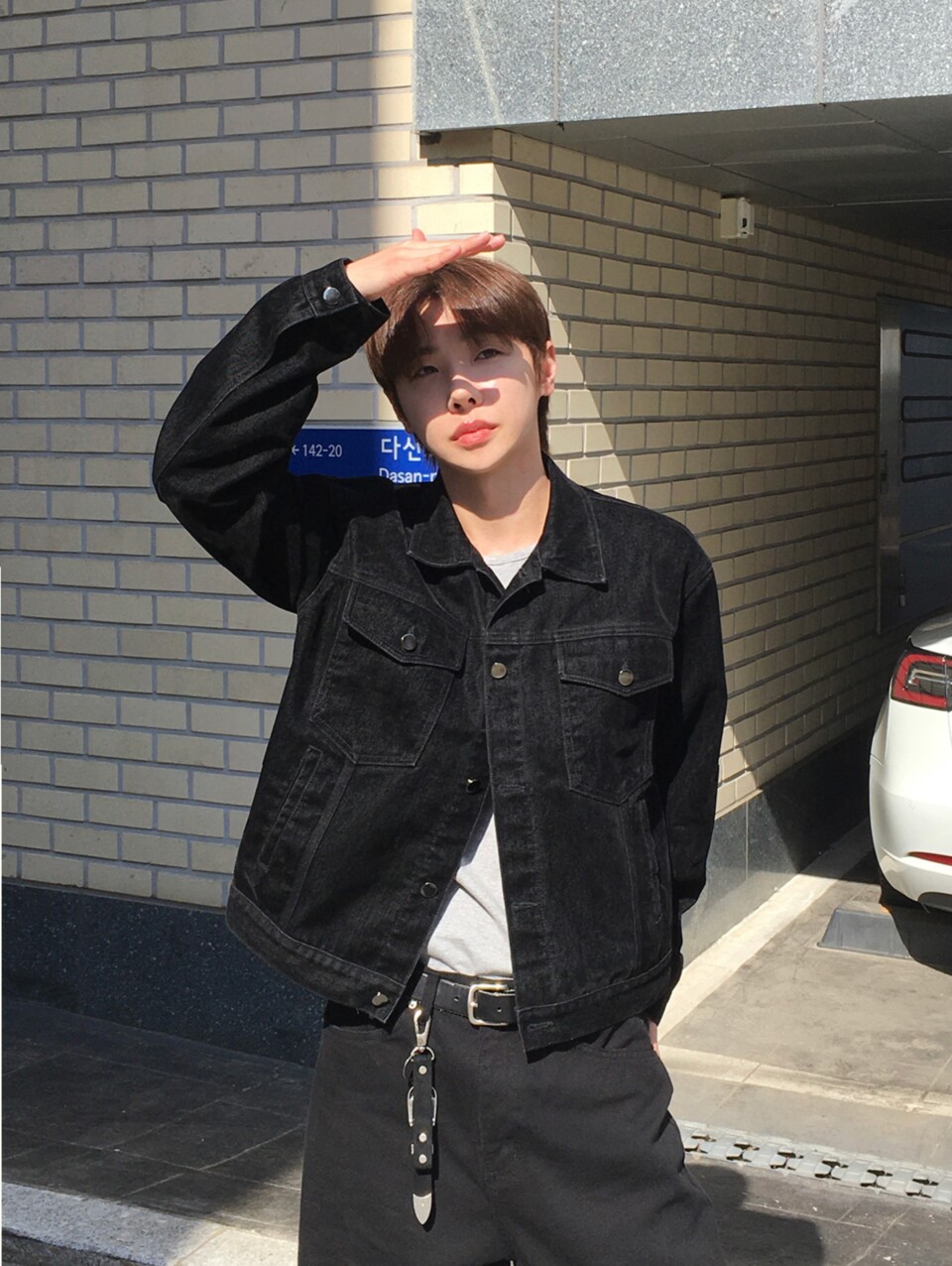 絲絨短款牛仔夾克外套-1