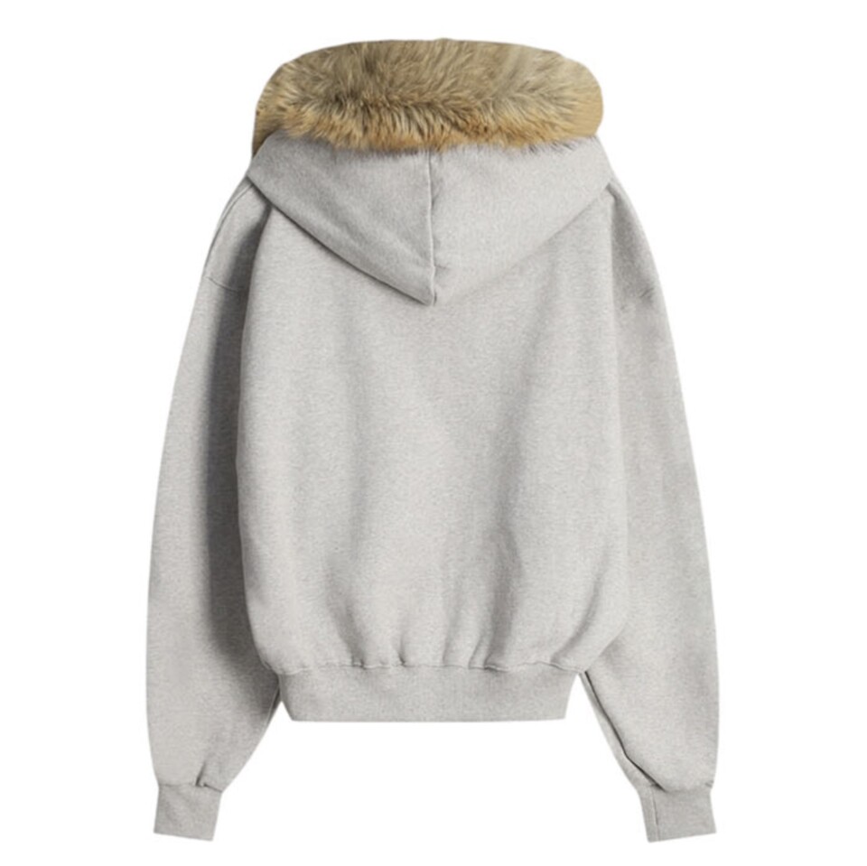 貉毛鉚釘短版連帽拉鍊外套-7