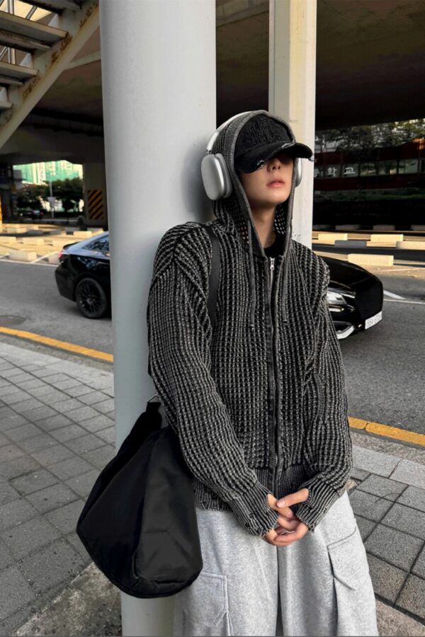 破壞下擺網眼連帽外套