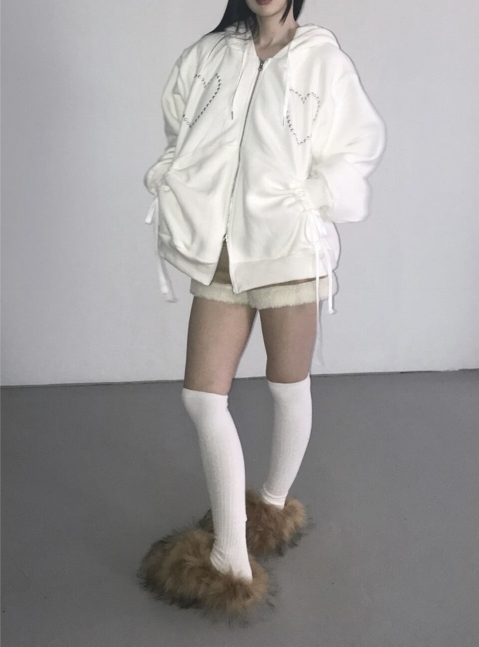 束口愛心鉚釘連帽外套:圖片 5