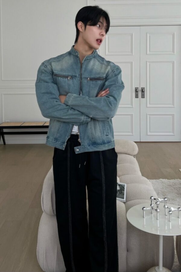 拼接水洗牛仔夾克