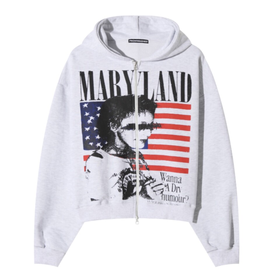 美式印花拉鍊連帽外套-7