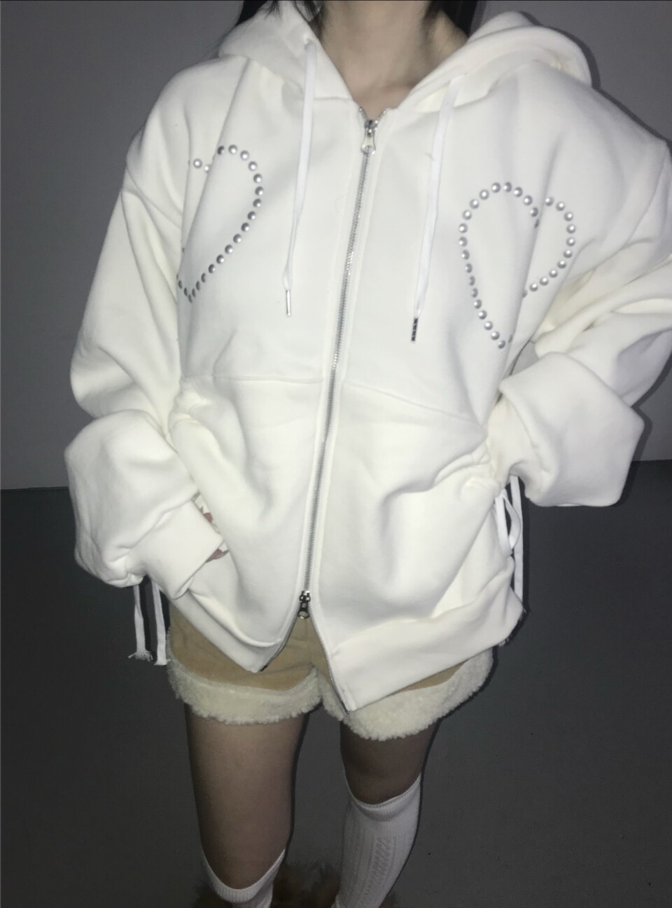 束口愛心鉚釘連帽外套:圖片 6