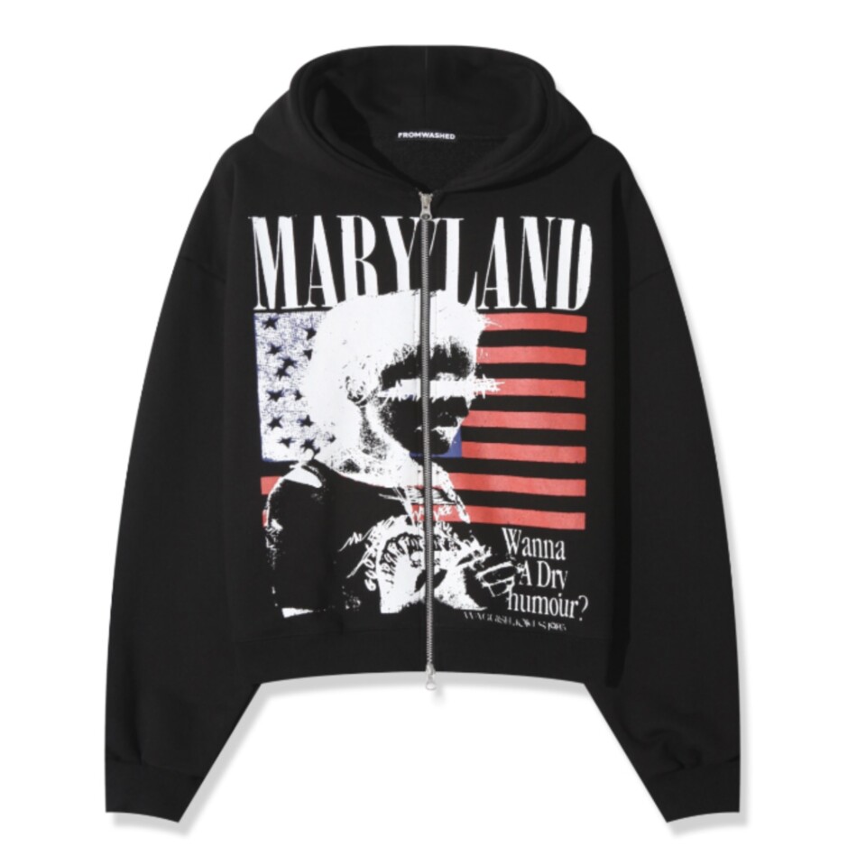 美式印花拉鍊連帽外套-8