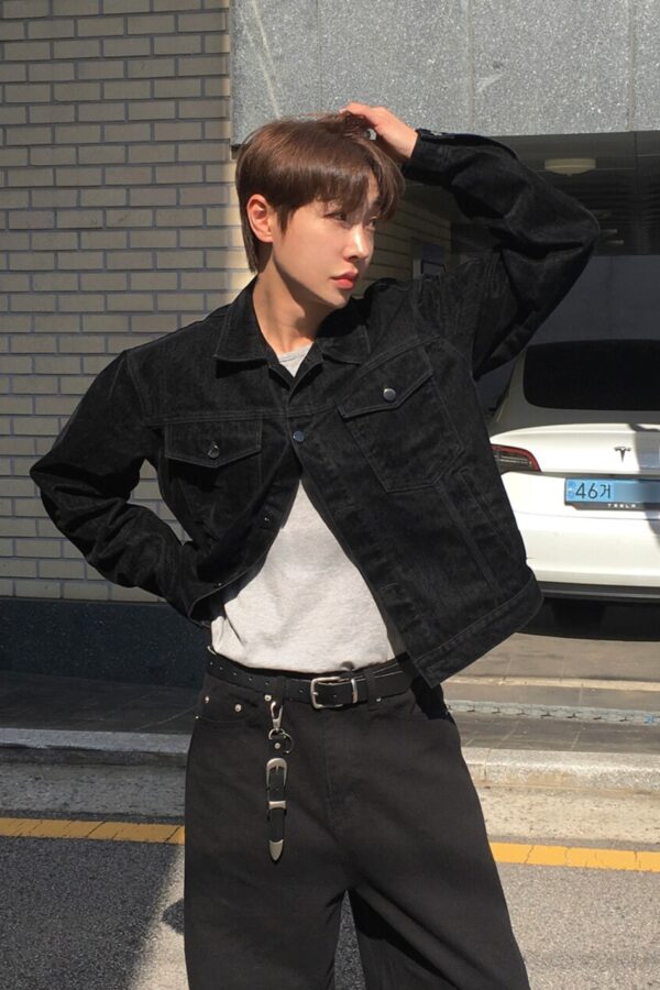 絲絨短款牛仔夾克外套