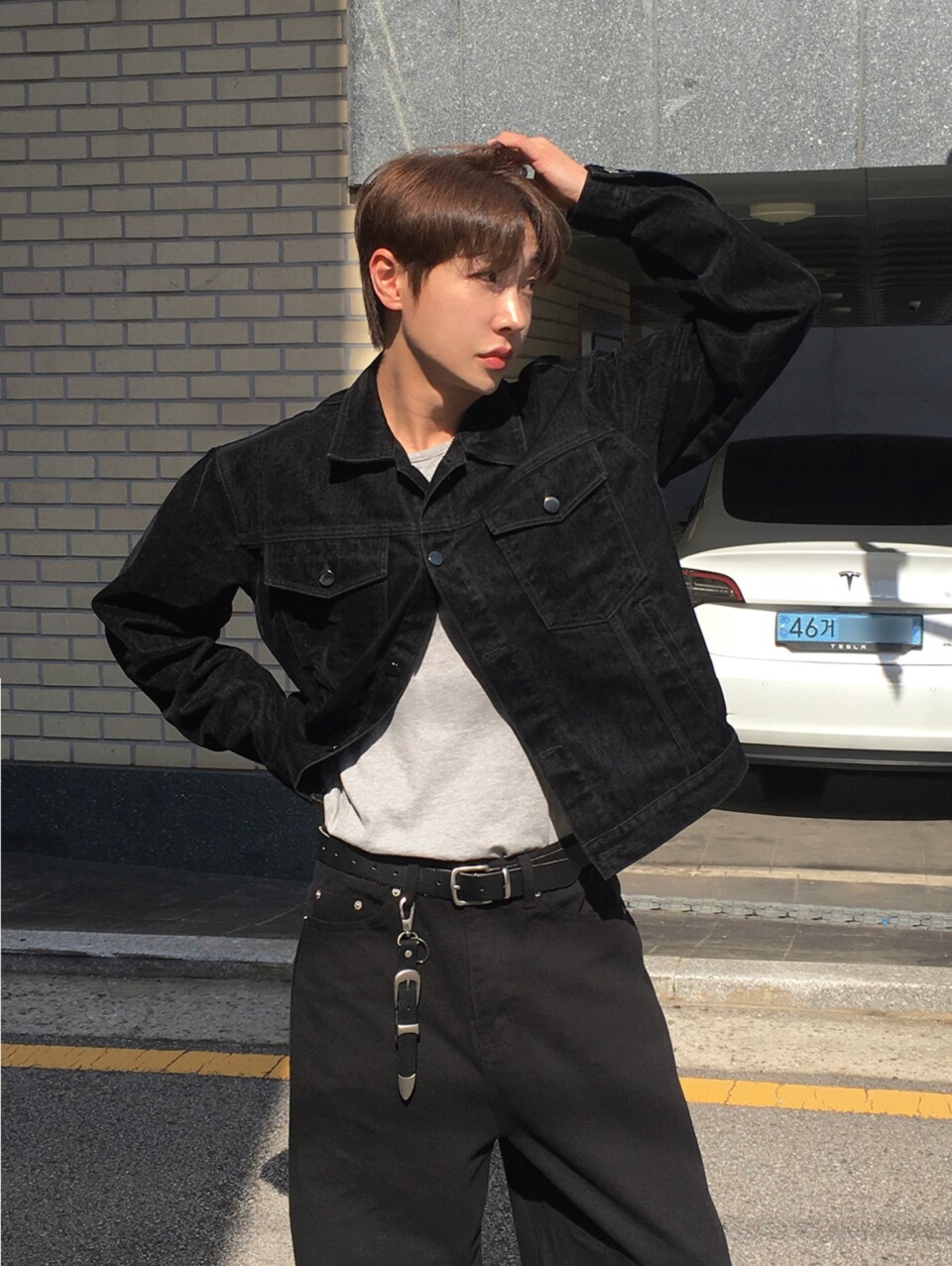 絲絨短款牛仔夾克外套