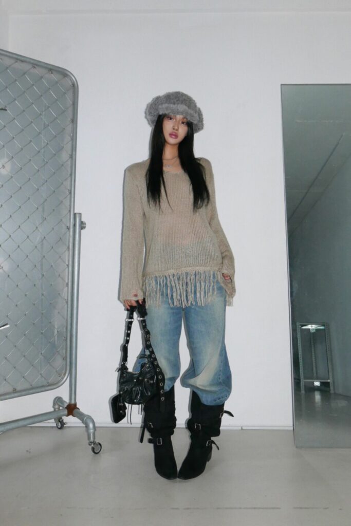 流蘇破損針織衫